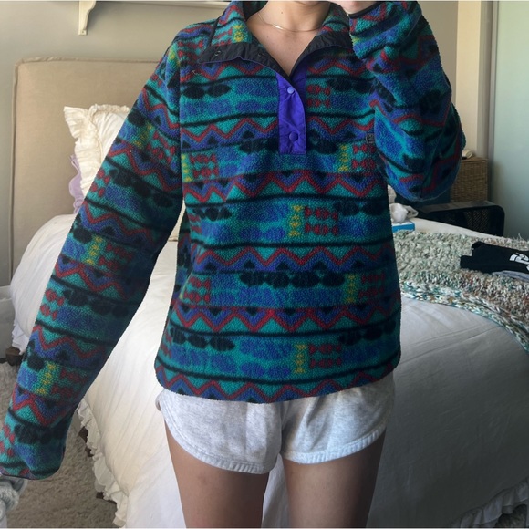 ✨COLUMBIA VIBRANT PATTERNED 1/4 SNAP PULLOVER - Picture 3 of 9